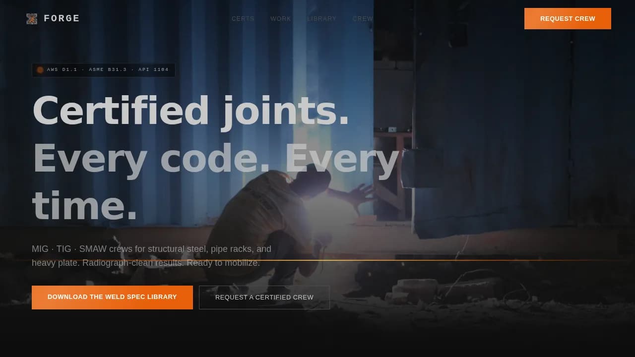 Weld — Pro Structural Steel Landing Page Template
