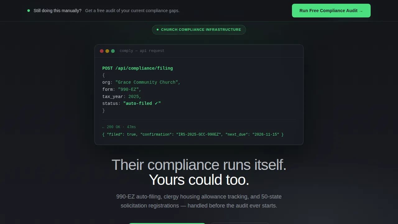 Certify — Streamlined Church Governance Landing Page Template