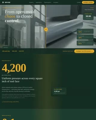 Infuse - Precision RTM Process Manufacturing Landing Page Template