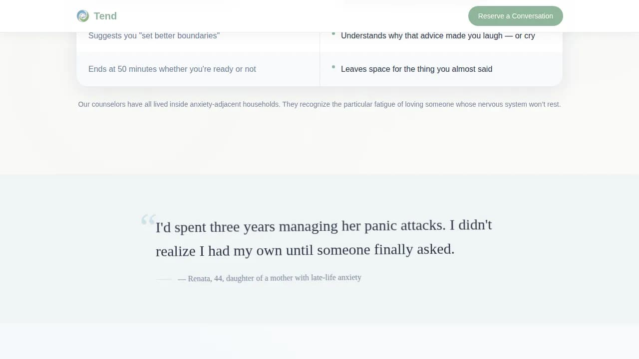 Embrace — Holistic Caregiver Services Landing Page Template