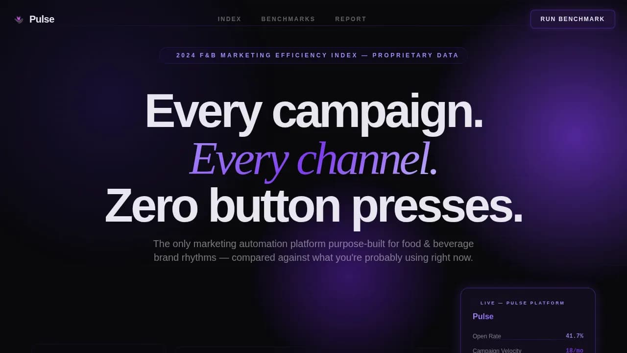 Pulse - Automated F&B Campaign Benchmarking Landing Page Template