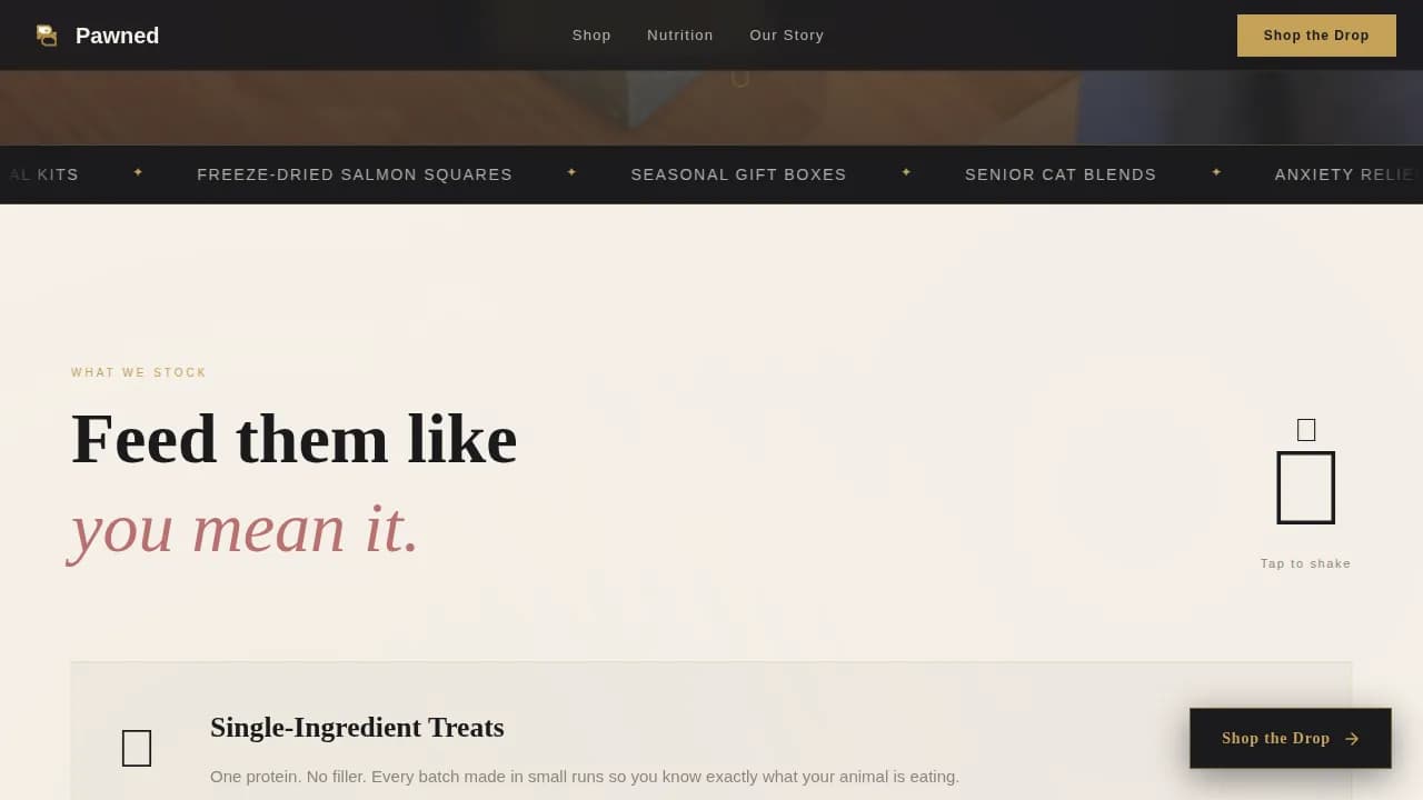 Pawshop — Curated Pet Retail Landing Page Template
