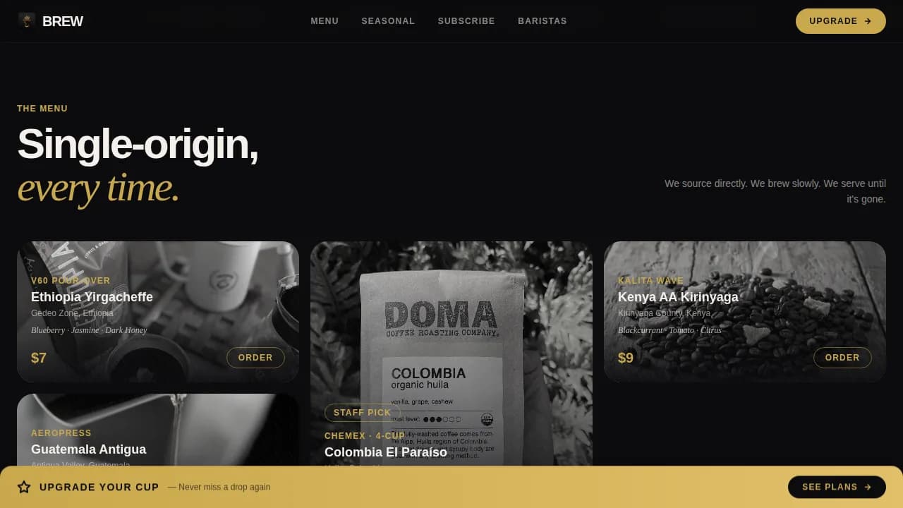 Roast — Trendy Specialty Café Landing Page Template