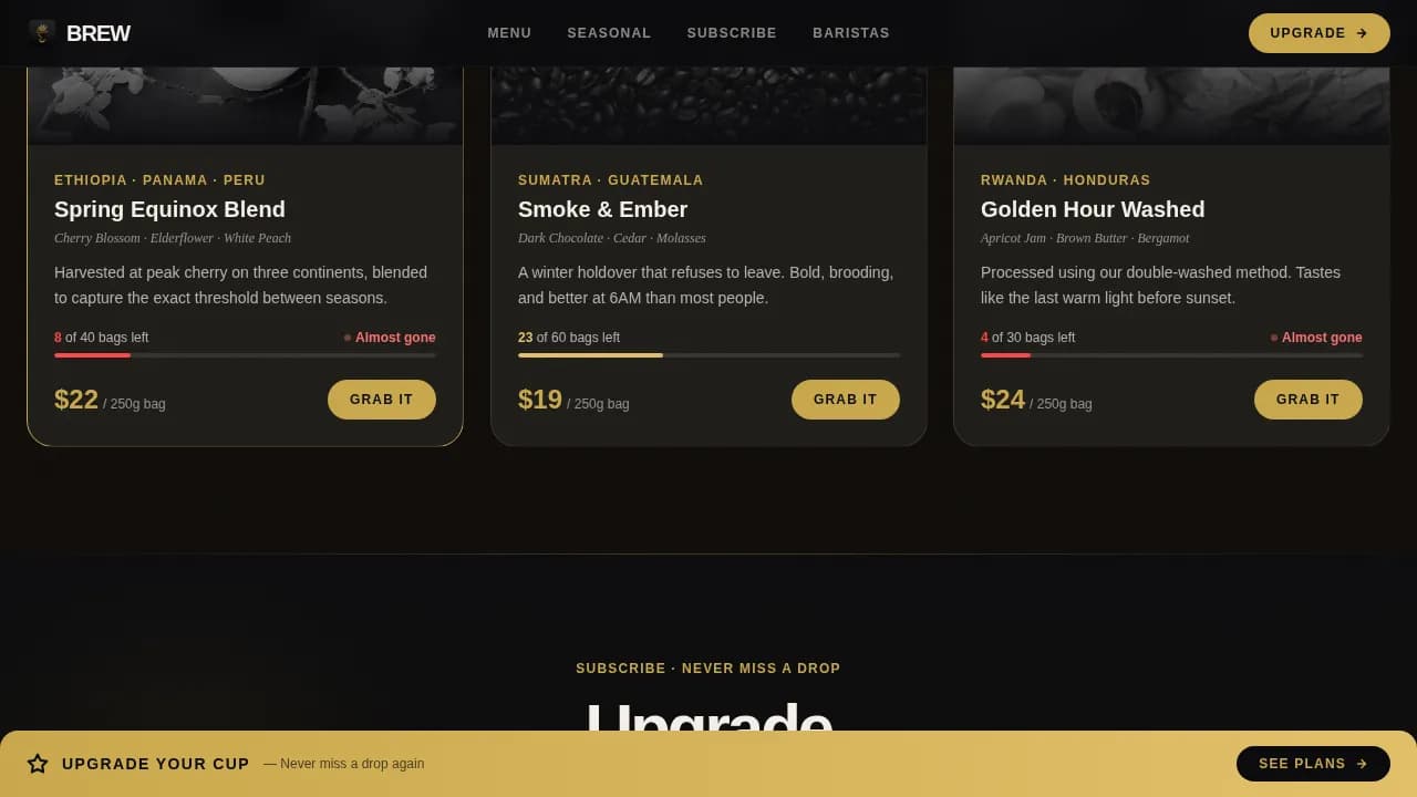 Roast — Trendy Specialty Café Landing Page Template