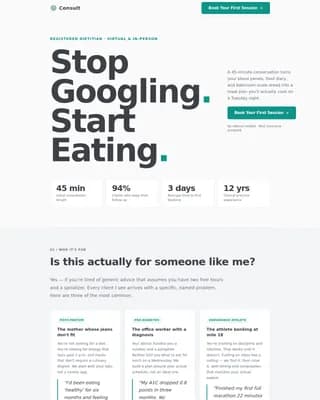 Dietitian Specialist Booking Website Template