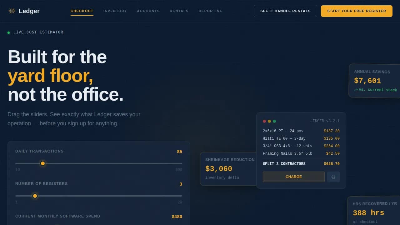 Ledger - Rugged Construction POS Landing Page Template