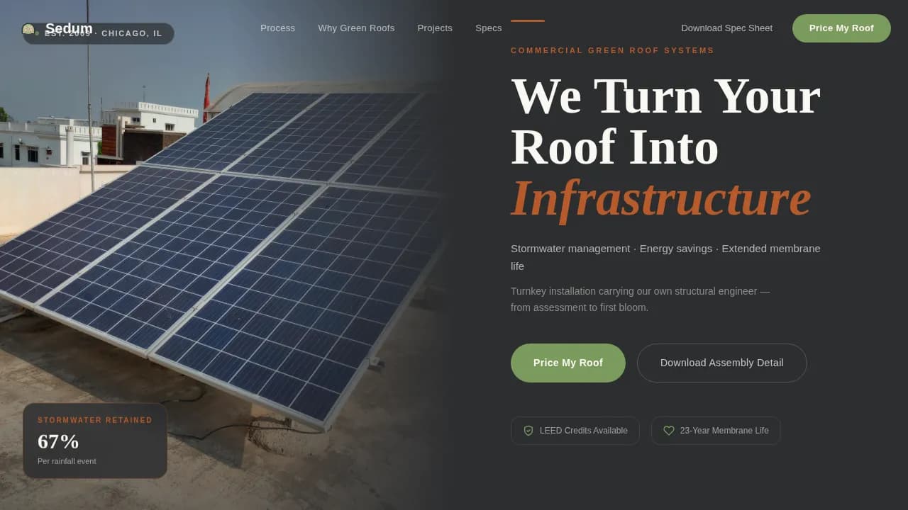Verdant — Advanced Living Roof Systems Landing Page Template