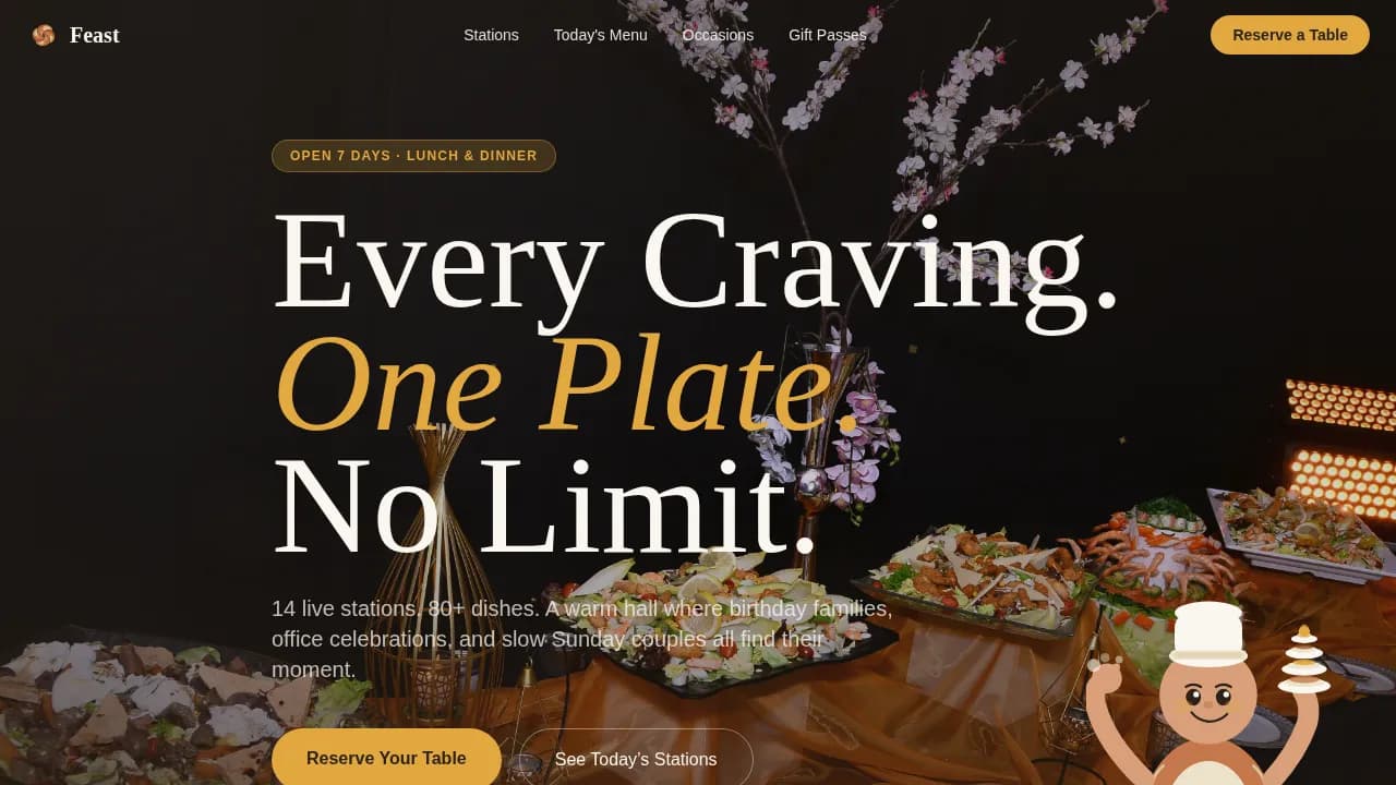 Savory — Unlimited Buffet Experience Landing Page Template