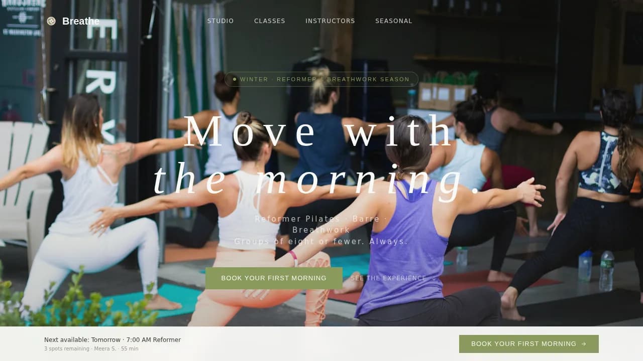 Boutique Pilates Studio Booking Website Template