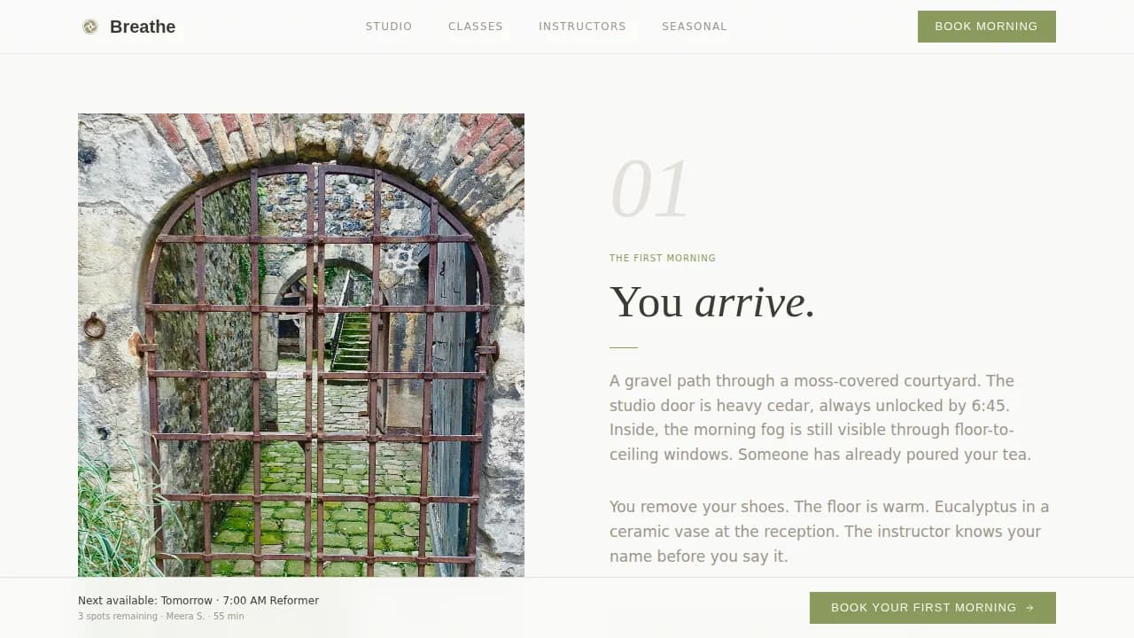 Boutique Pilates Studio Booking Website Template