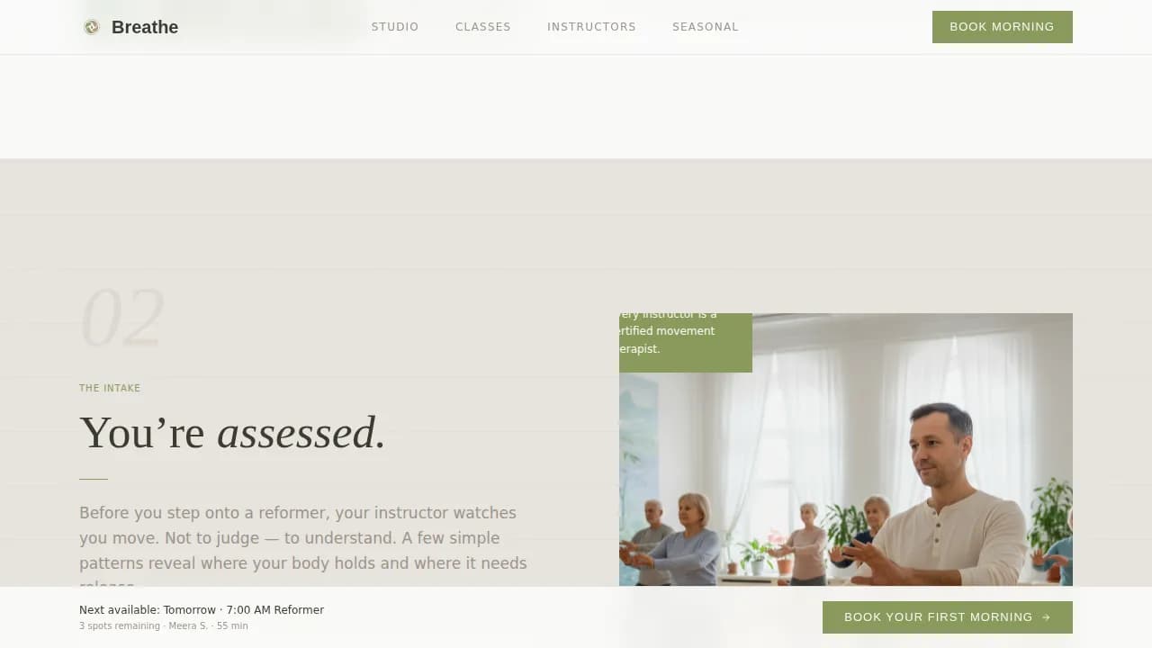 Boutique Pilates Studio Booking Website Template