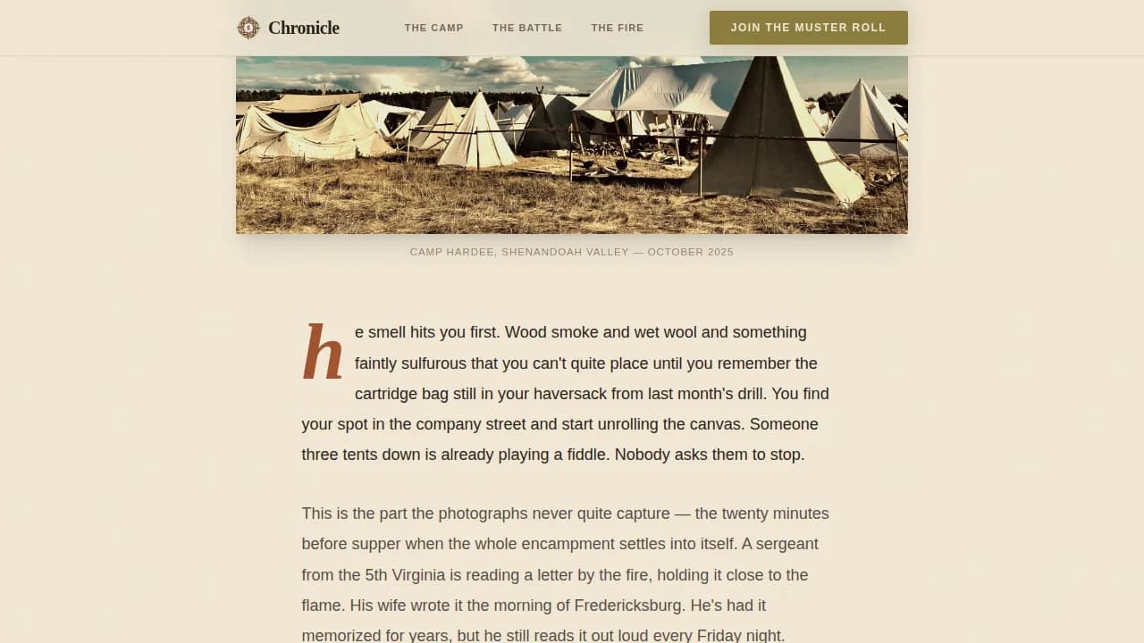 Chronicle — Immersive Historical Experience Landing Page Template