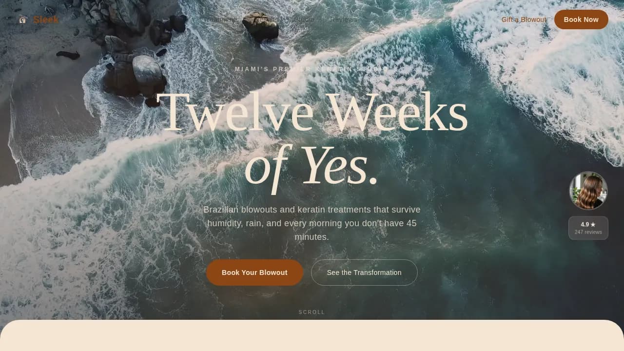 Gloss — Premium Keratin Salon Landing Page Template