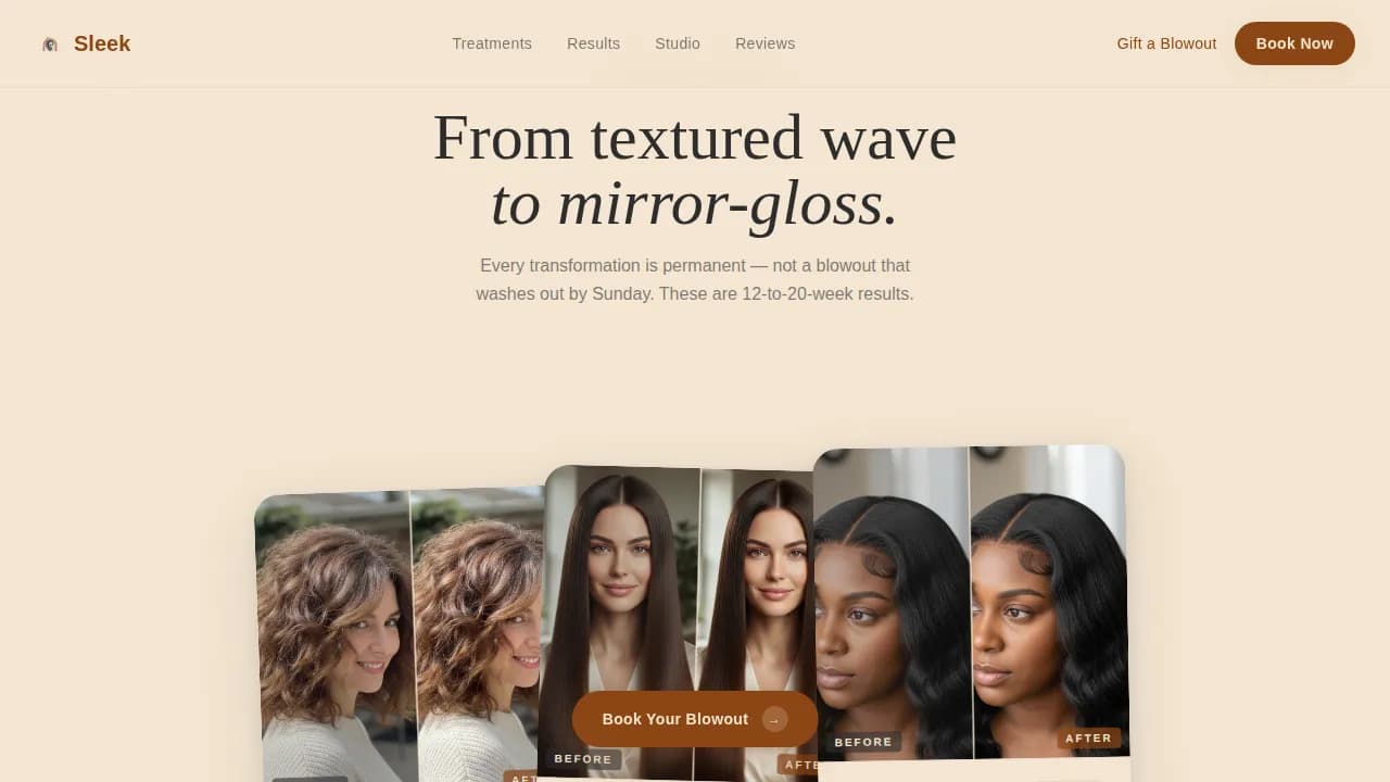 Gloss — Premium Keratin Salon Landing Page Template
