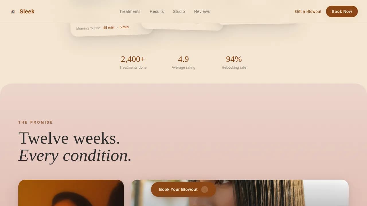 Gloss — Premium Keratin Salon Landing Page Template