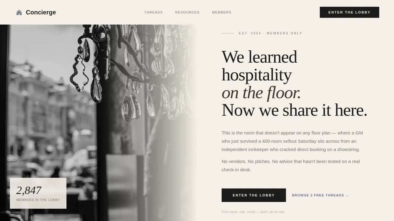 Welcome — Luxury Hospitality Network Landing Page Template