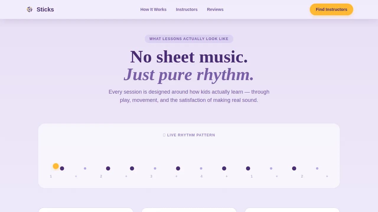 Sticks — Expert Percussion Mentor Landing Page Template