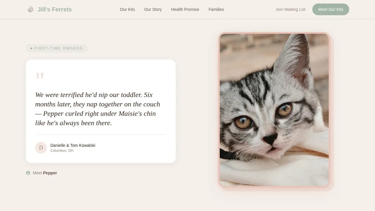 Jill — Trusted Exotic Breeder Landing Page Template