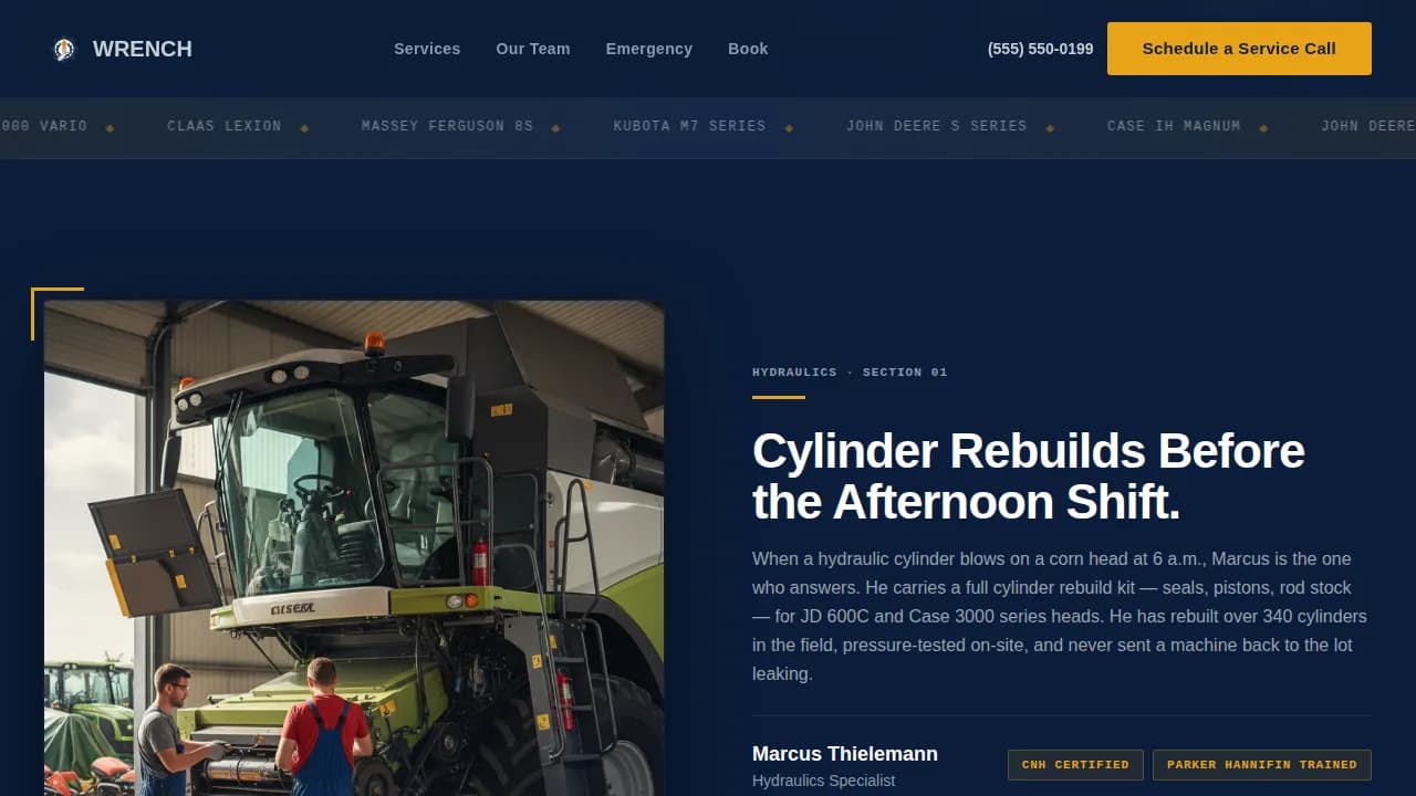 Wrench — Expert Agricultural Maintenance Landing Page Template
