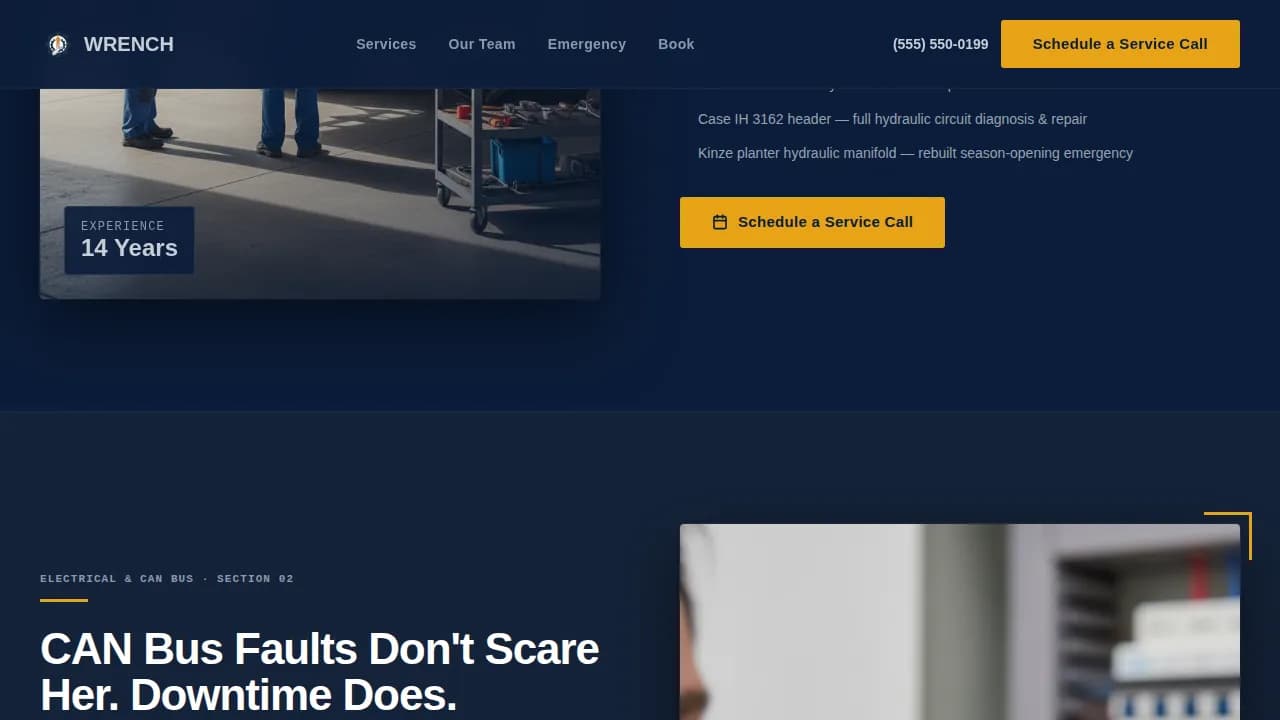 Wrench — Expert Agricultural Maintenance Landing Page Template