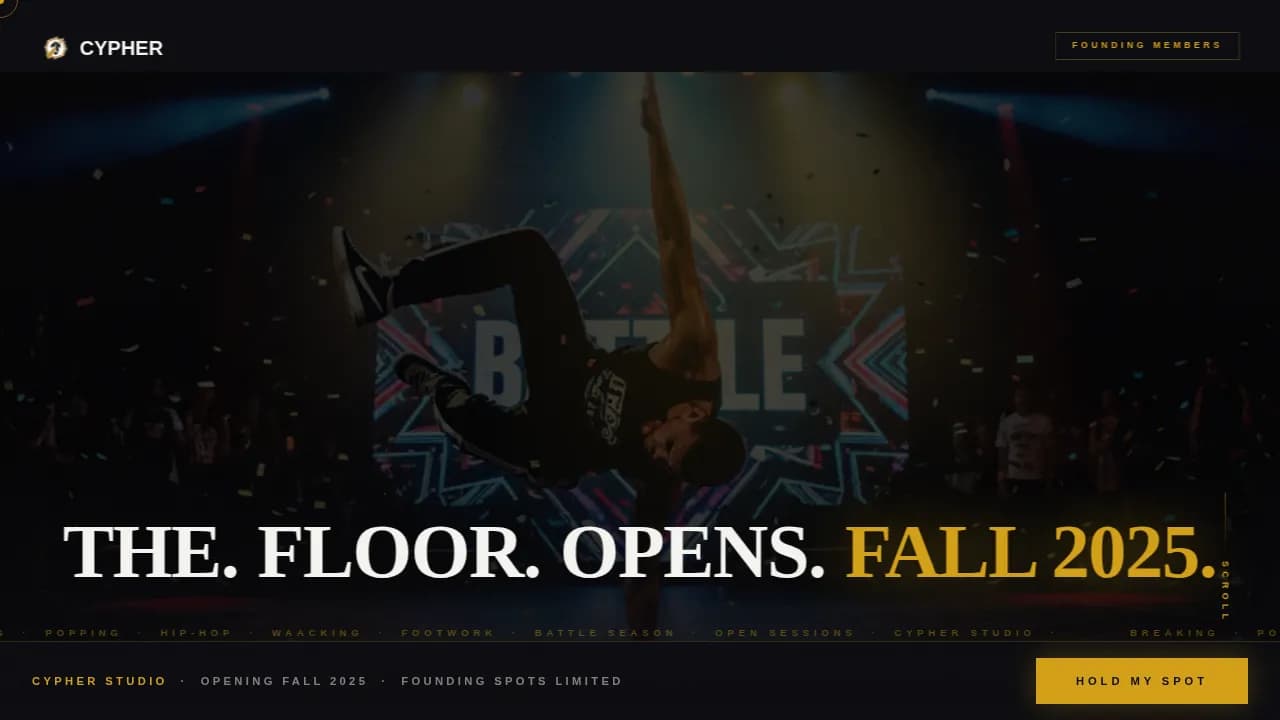 Cypher — Dynamic Urban Dance Landing Page Template