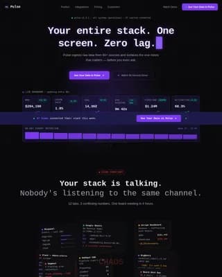 Pulse - Real-Time Analytics BI Dashboard Landing Page Template