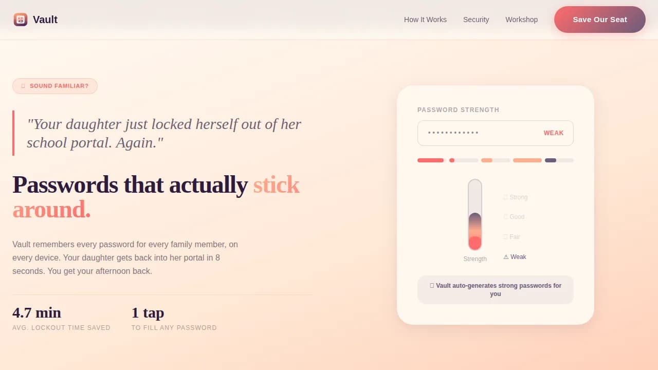 Fortress — Family Password Manager Landing Page Template