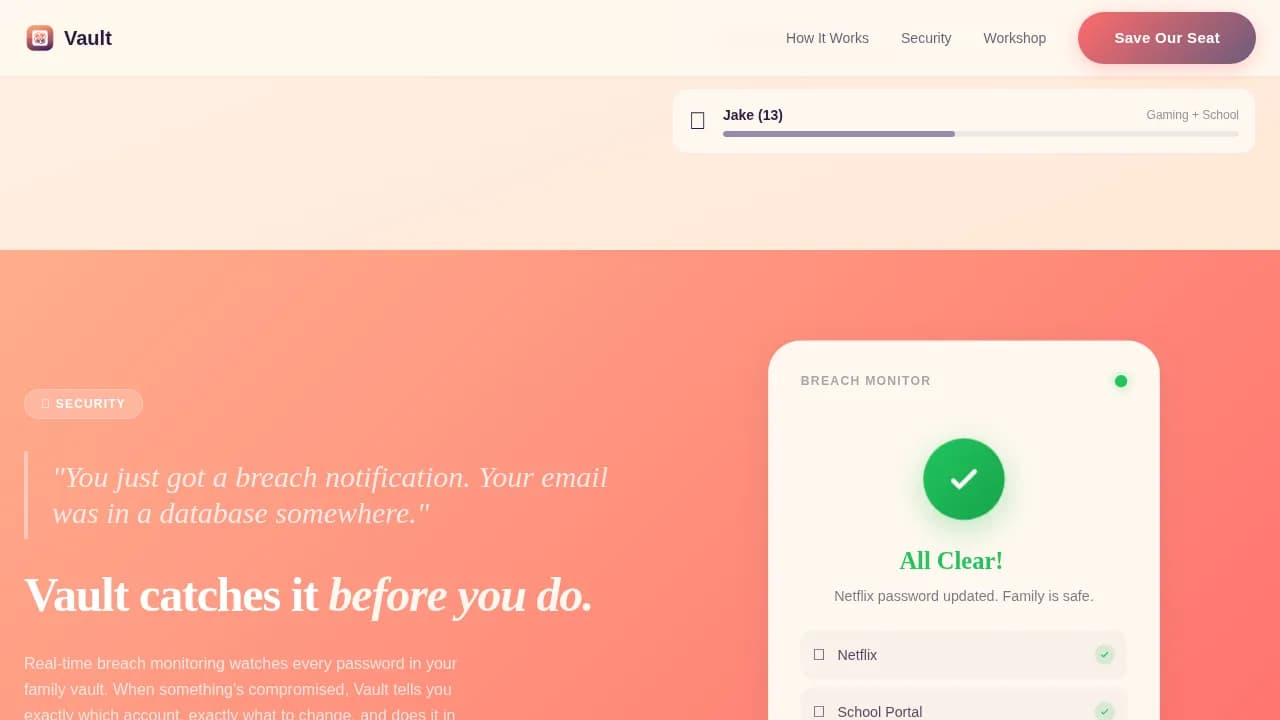 Fortress — Family Password Manager Landing Page Template