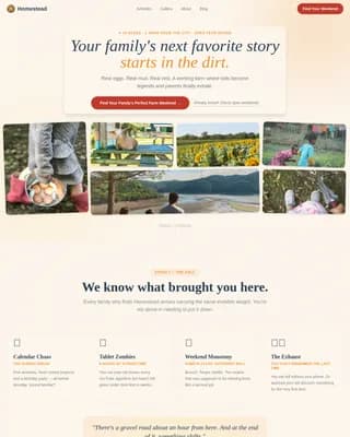 Homestead — Rustic Agritourism Landing Page Template