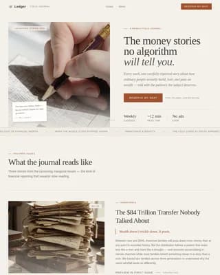 Ledger — Wealth Management Newsletter Landing Page Template