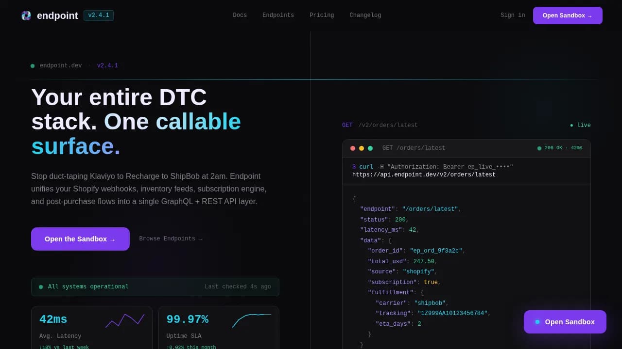 Endpoint - Unified D2C API Documentation Landing Page Template