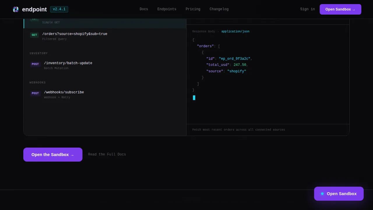Endpoint - Unified D2C API Documentation Landing Page Template
