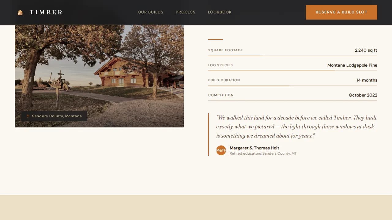 Cabin — Premium Log Home Developer Landing Page Template