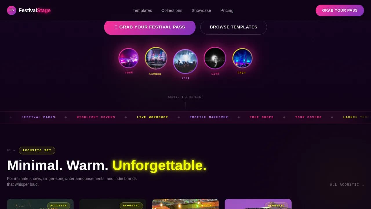 Stage — Vibrant Event Social Cover Landing Page Template