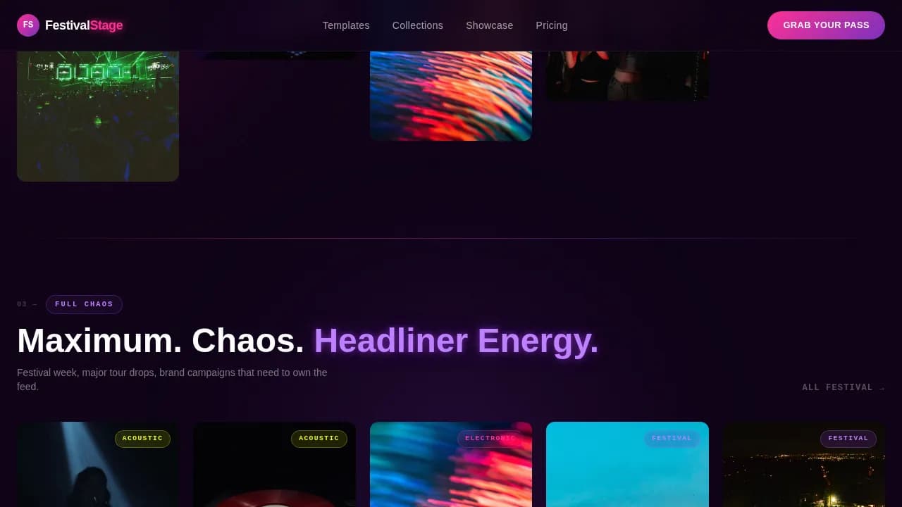 Stage — Vibrant Event Social Cover Landing Page Template