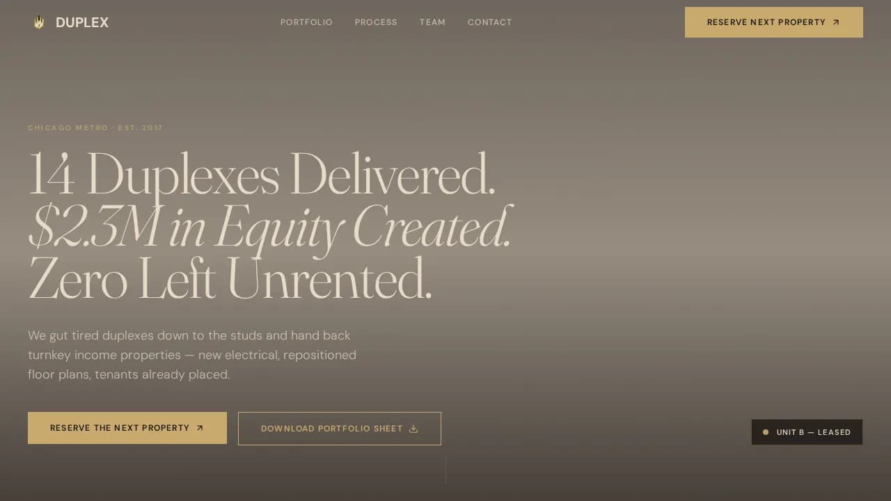 Duplex - Turnkey Income Property Landing Page Template