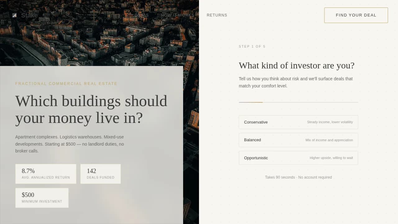 Stake — Accessible Property Investment Landing Page Template