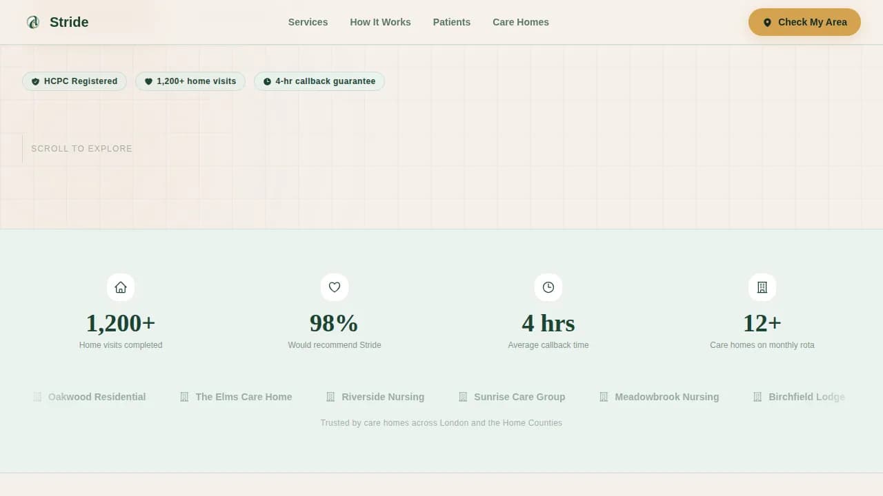 Stride — Convenient Podiatry Service Landing Page Template