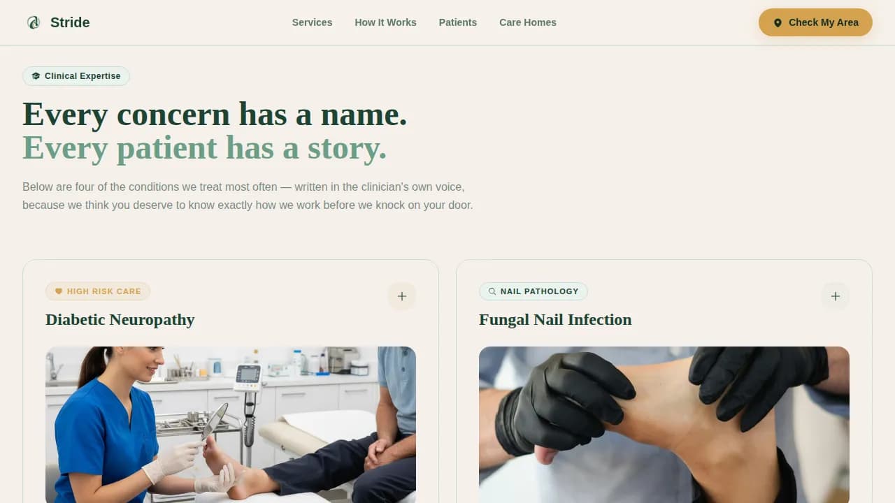 Stride — Convenient Podiatry Service Landing Page Template