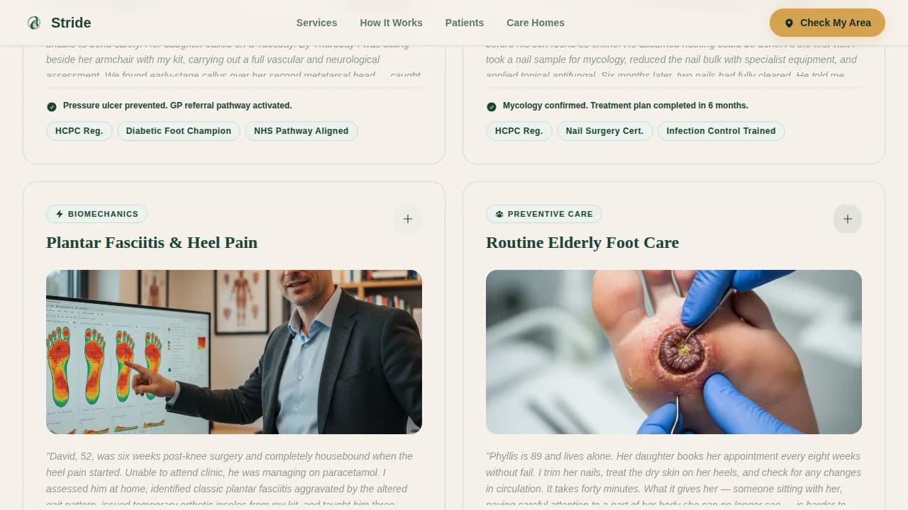 Stride — Convenient Podiatry Service Landing Page Template