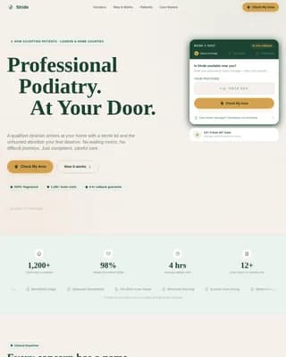 Stride — Convenient Podiatry Service Landing Page Template