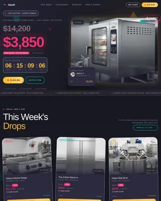Gavel - High-Stakes Restaurant Equipment Auction Landing Page Template