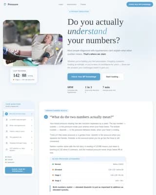 Pressure — Clinical Hypertension Education Landing Page Template