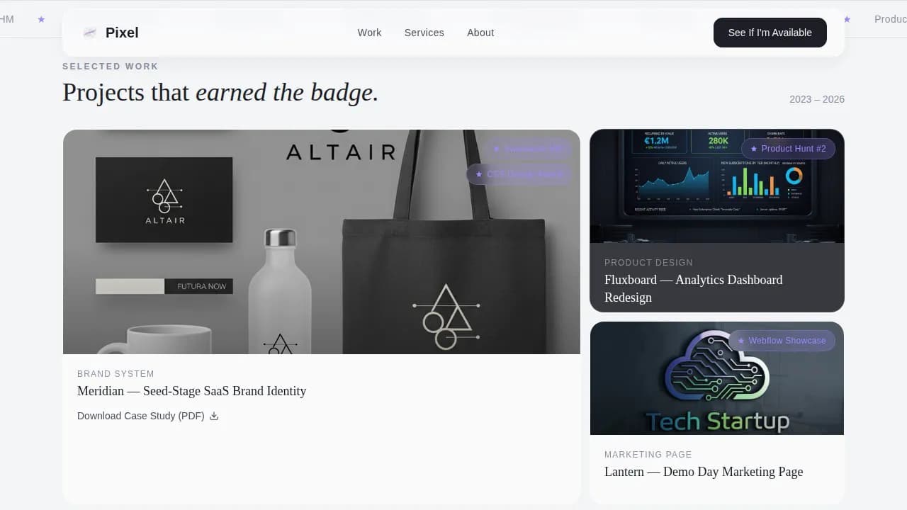 Pixel — Professional Freelance Design Landing Page Template