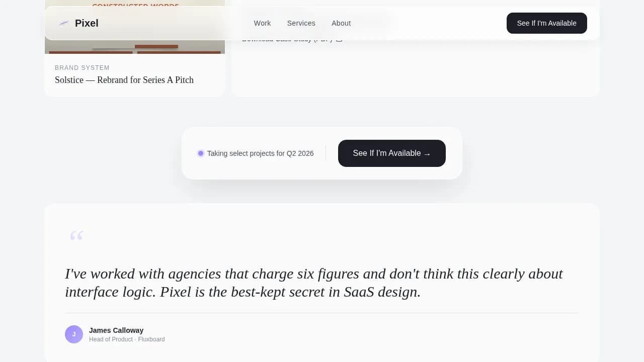 Pixel — Professional Freelance Design Landing Page Template