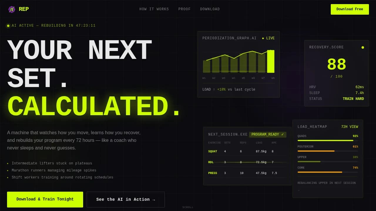 Optimize — AI Fitness Engine Landing Page Template