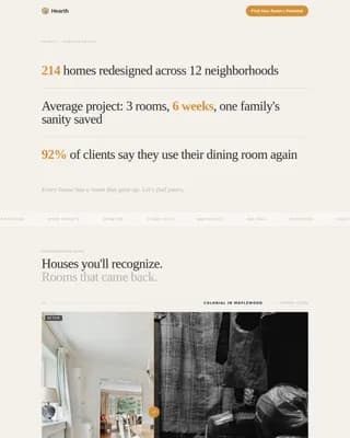 Hearth — Expert Home Design Consultation Landing Page Template