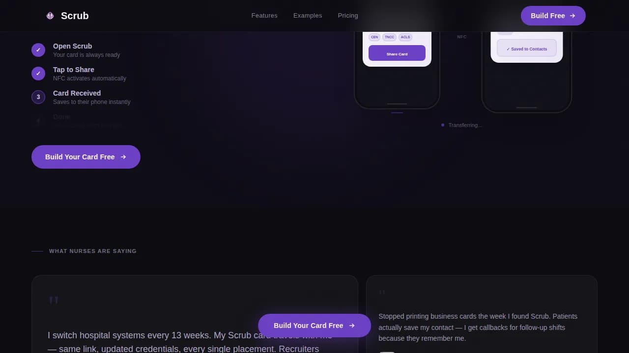 Connect — Digital Nurse Card Landing Page Template
