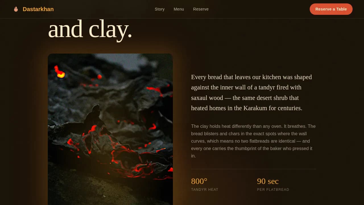 Dastarkhan — Premium Central Asian Dining Landing Page Template