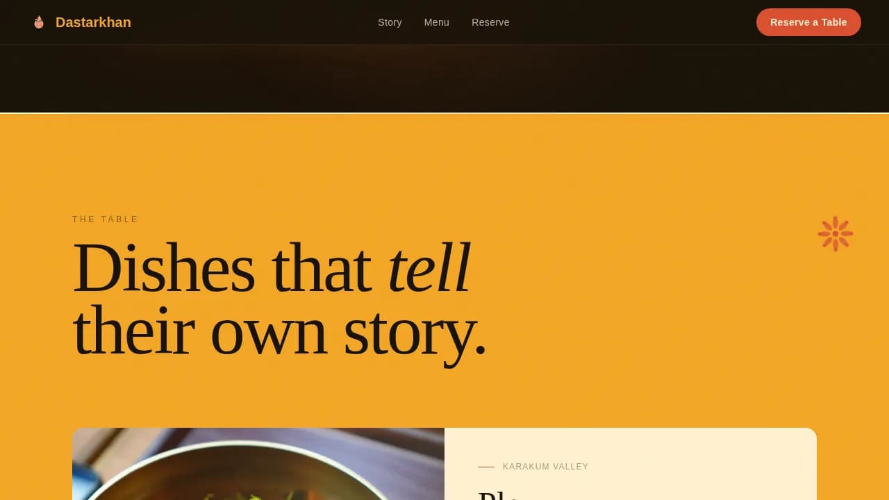 Dastarkhan — Premium Central Asian Dining Landing Page Template
